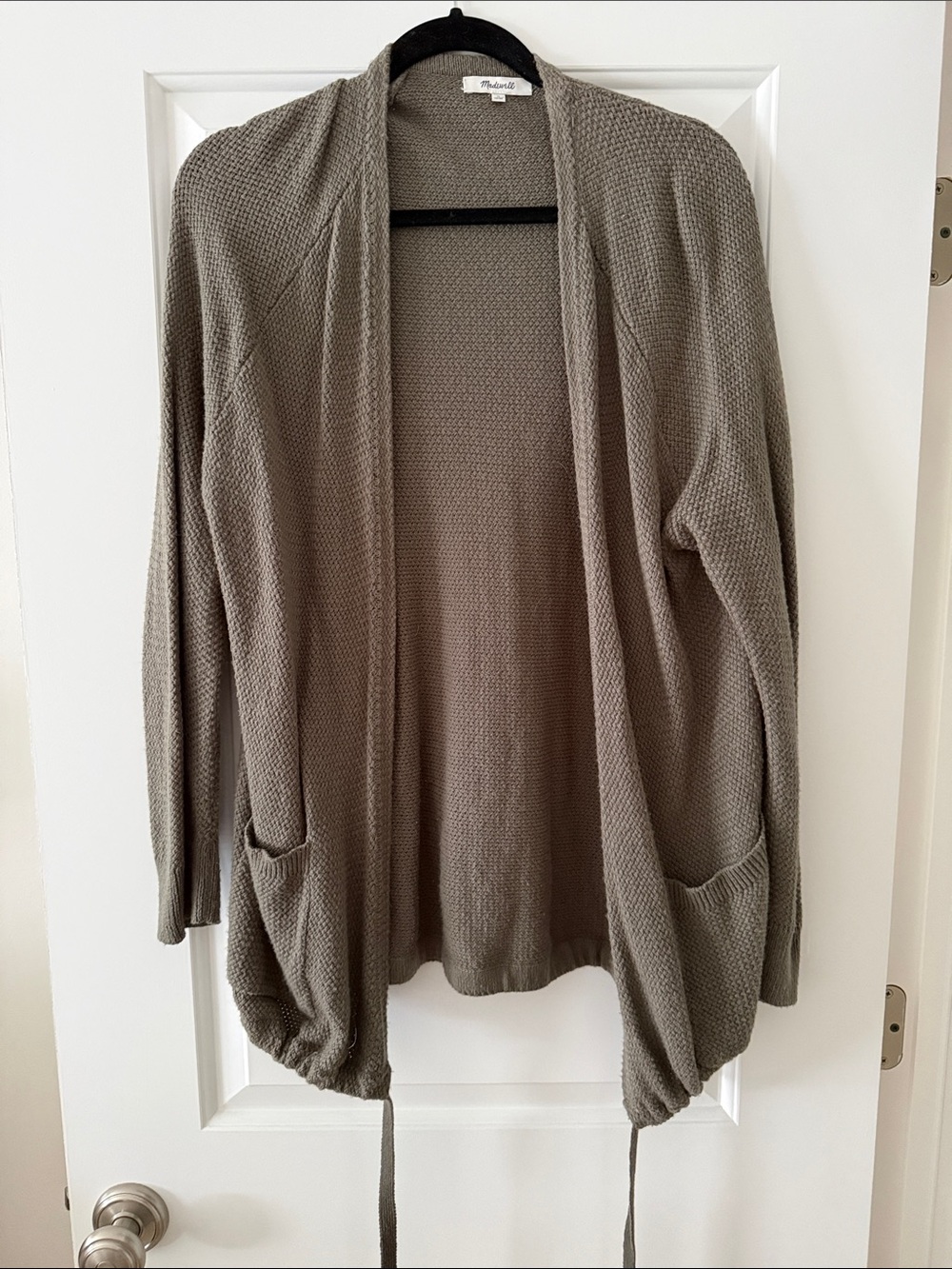 Madewell Olive-Taupe Open-Front Knit Cardigan